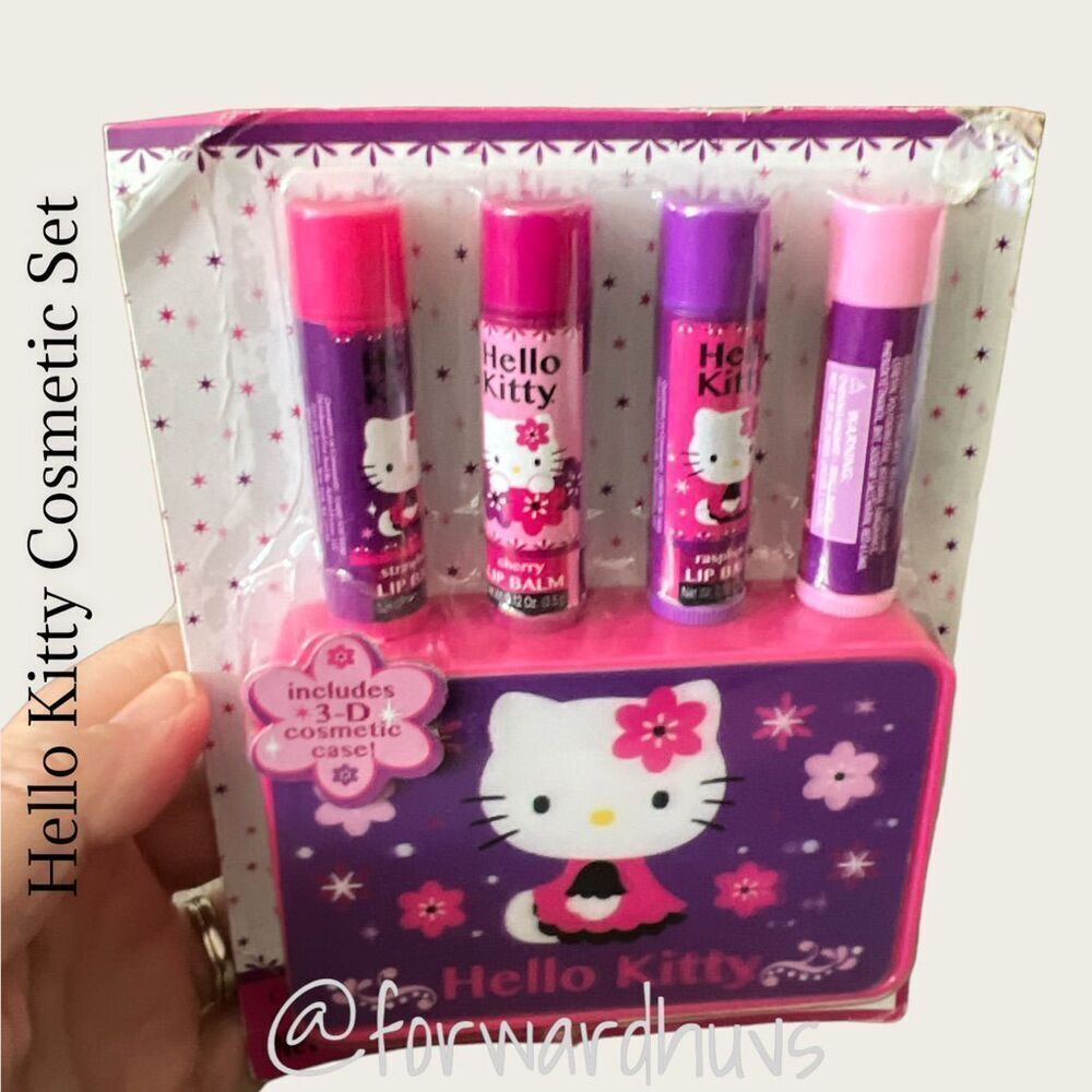 Hello Kitty Lip Balm Four Pack with Cosmetic Case - Cardboard Damaged